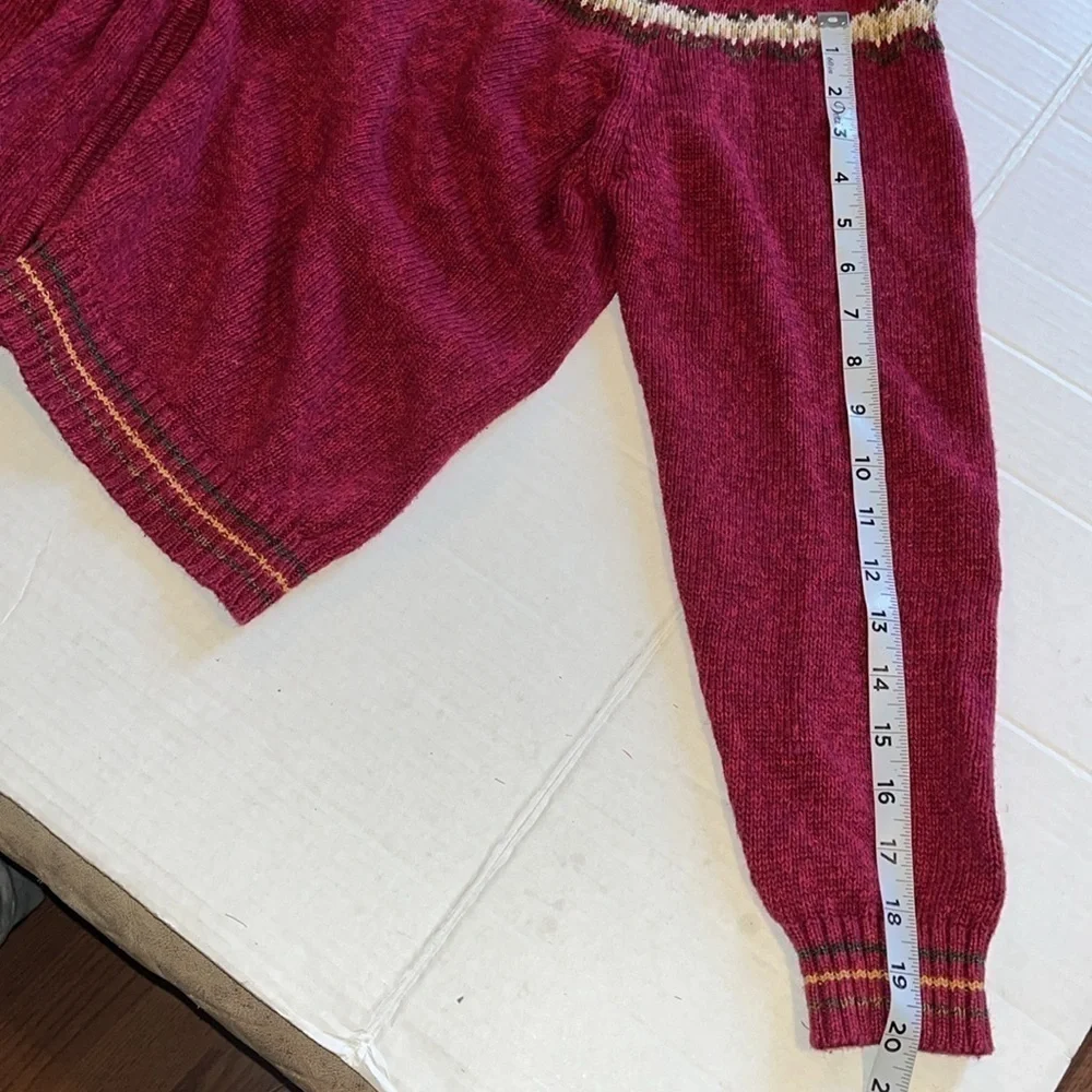 VTG-retro-y2k-TIARA-L-burgundy, full zip, knit, fair isle, cardigan sweater.